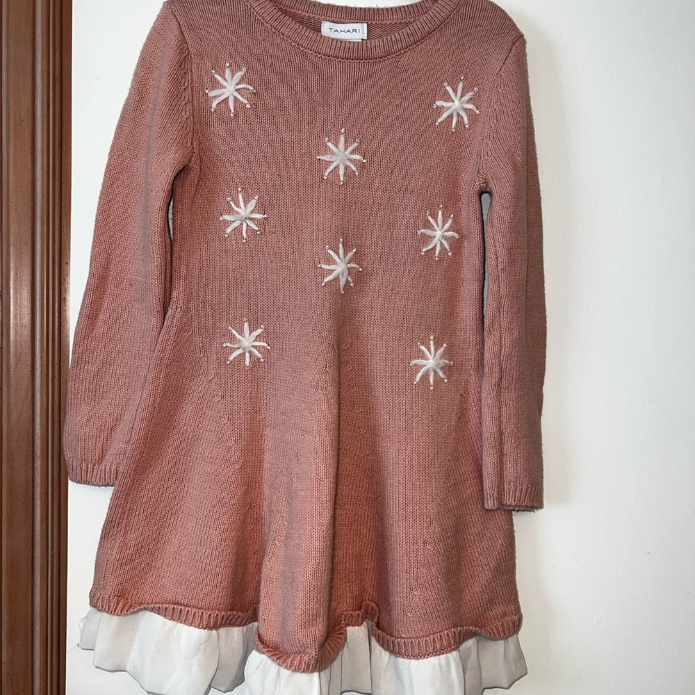 Tahari Pink Knit Dress with Star Embellishments